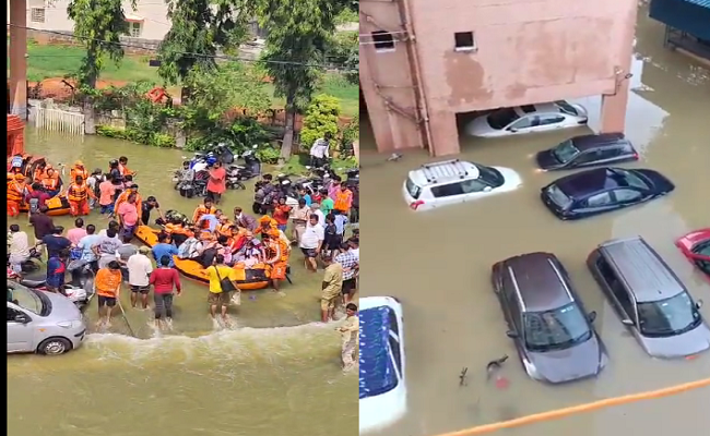 ಮತ್ತೆ ಮುಳುಗಿದ ಕೇಂದ್ರಿಯ ವಿಹಾರ ಅಪಾರ್ಟಮೆಂಟ್: ಮಳೆಗೆ ತತ್ತರಿಸಿದ ರಾಜಧಾನಿ ಜನ