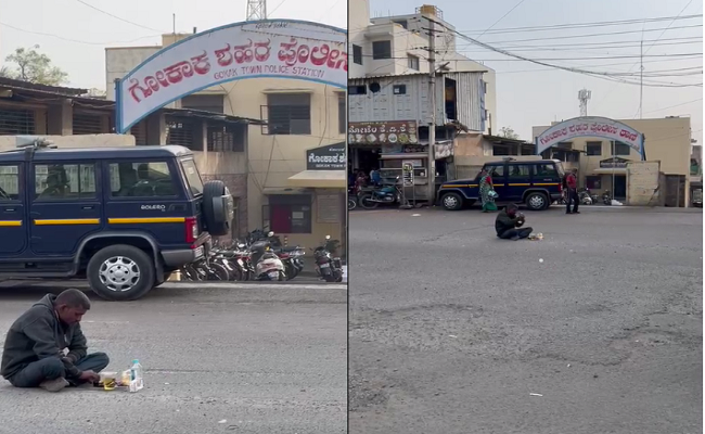 ಸಮಸ್ಯೆ ಬಗೆಹರಿಸದ ಪೋಲಿಸರು : ಠಾಣೆ ಮುಂದೆಯೆ ಕೂತು ಮದ್ಯ ಸೇವಿಸಿದ ಭೂಪ!