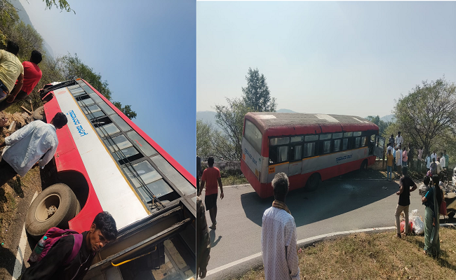 KSRTC ಬಸ್​ ಬ್ರೇಕ್​ಫೇಲ್​ : ಹೊಸವರ್ಷದ ಮೊದಲ ದಿನವೇ ತಪ್ಪಿತು ಭಾರಿ ದುರಂತ !